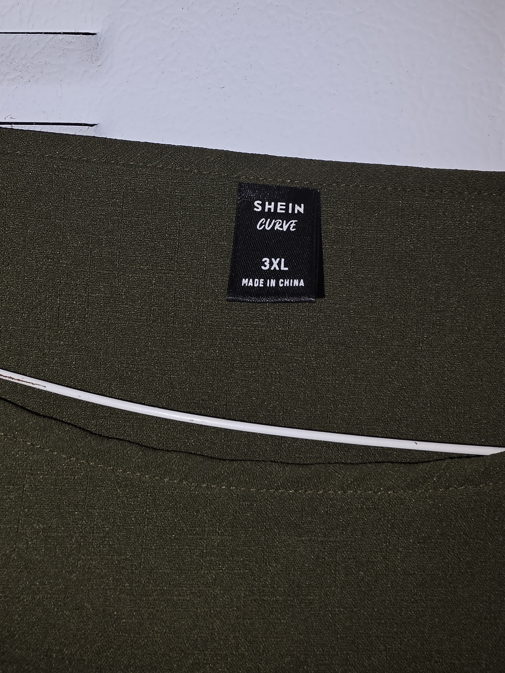 SHEIN Olive Green Long Sleeve Crewneck Blouse